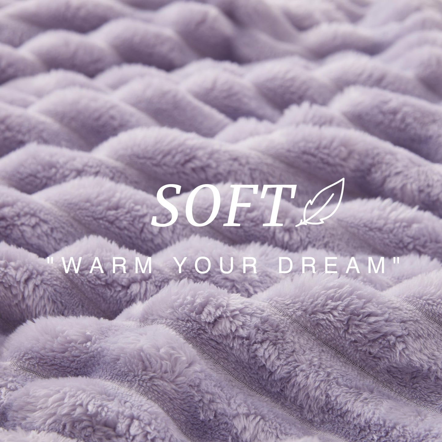 EXQ Home Fleece Throw Blanket for Couch or Bed - 3D Stripe Jacquard Decorative Blankets - Cozy Soft Lightweight Fuzzy Flannel Blanket Suitable for All Seasons(50"×60",Light Purple)