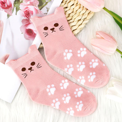 Verouis Cat Mom Gifts for Women Unique Cat Themed Gift for Cats Lovers Gifts for Women Funny Cats Accessories for Woman - Kitty Paw Socks Keychain Pen Candle Cup Sticky Notes Makeup Bag Card