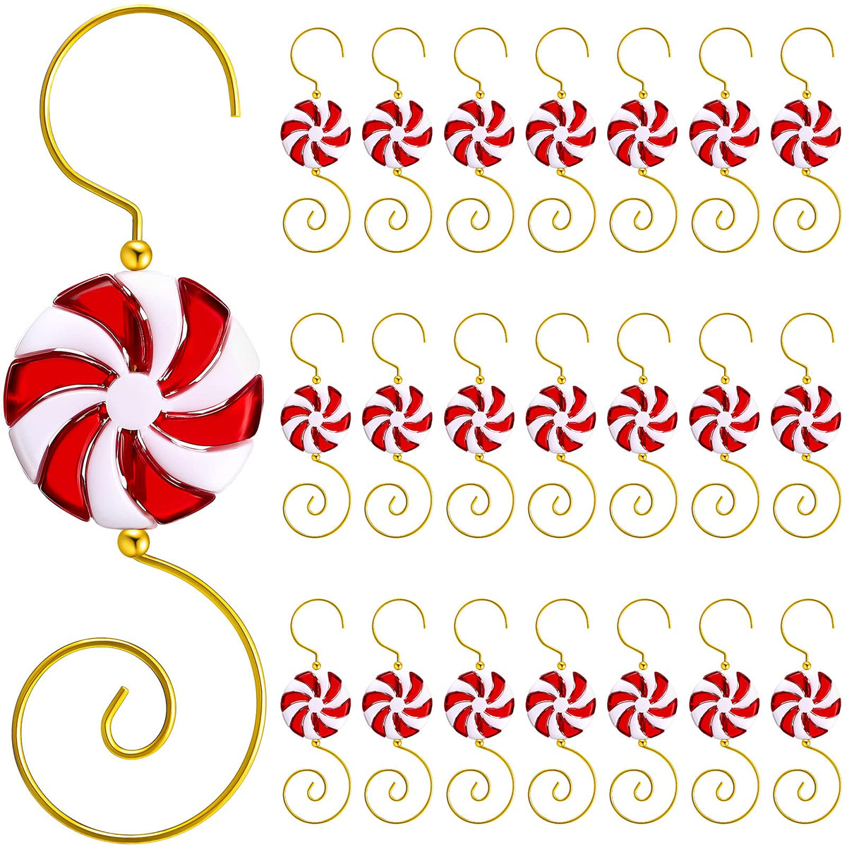 Hotop 20 Pieces Christmas Ornament Hooks Candy Ornament Hooks Candy Bead Wire Hangers Tree Decorating Hangers Decor for Christmas Tree Decoration