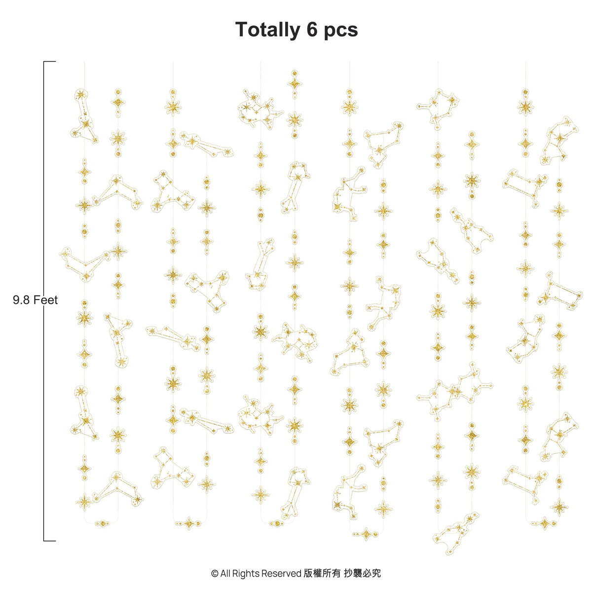 Cheerland Glitter Celestial Party Decorations Constellation Birthday Decoration Star Garlands Witchy Backdrop Astrology Decor Zodiac Theme Banner Hanging Stars Streamer Galaxy Party Suppplies (Gold)