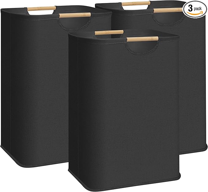 STORAGE MANIAC 3-Pack Large Laundry Hamper, 80L Collapsible Laundry Basket