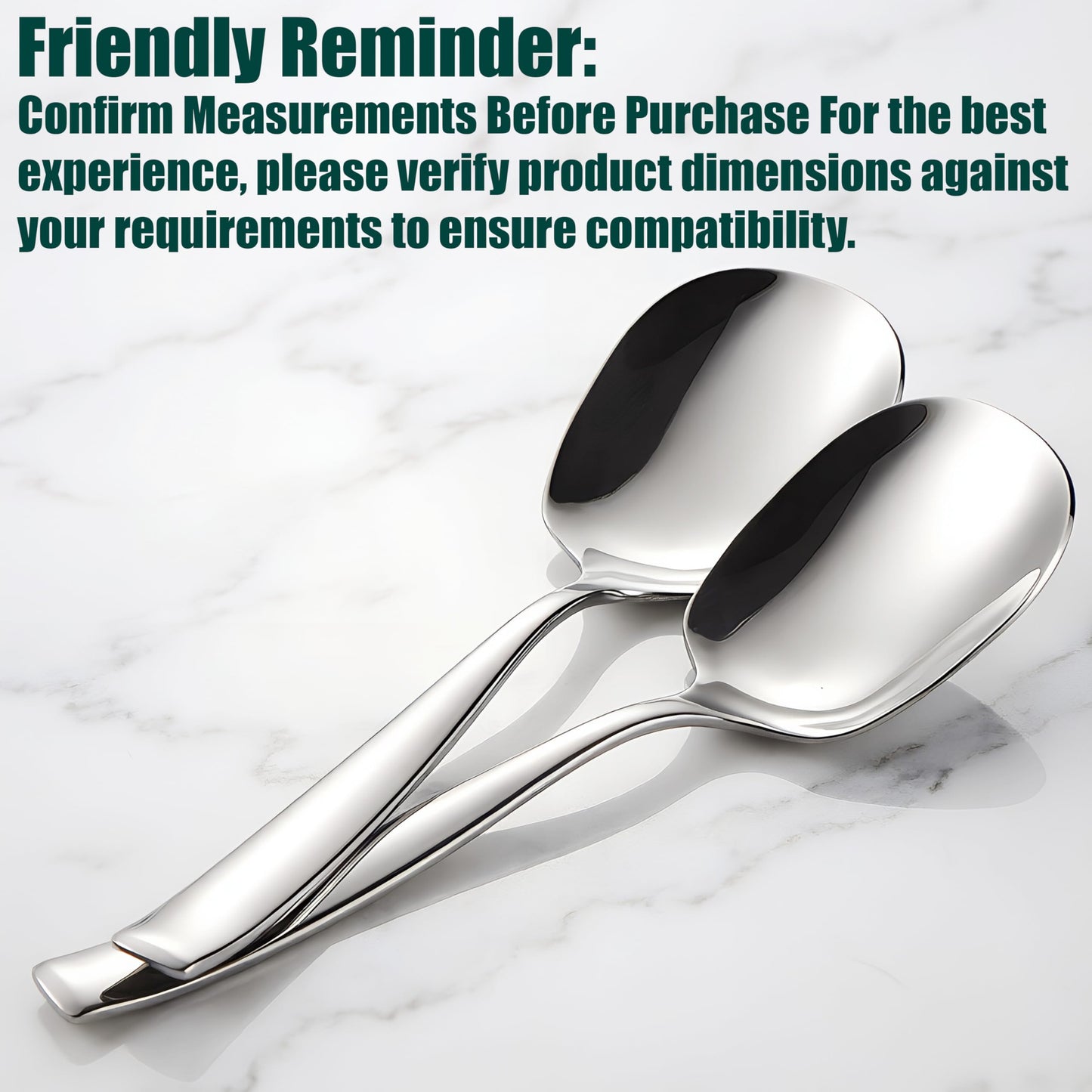 Wenkoni Large Buffet Serving Spoons,Heavy Duty 9.5X2.8 inches 316L Stainless Steel Serving Spoons Pack of 2,Silver