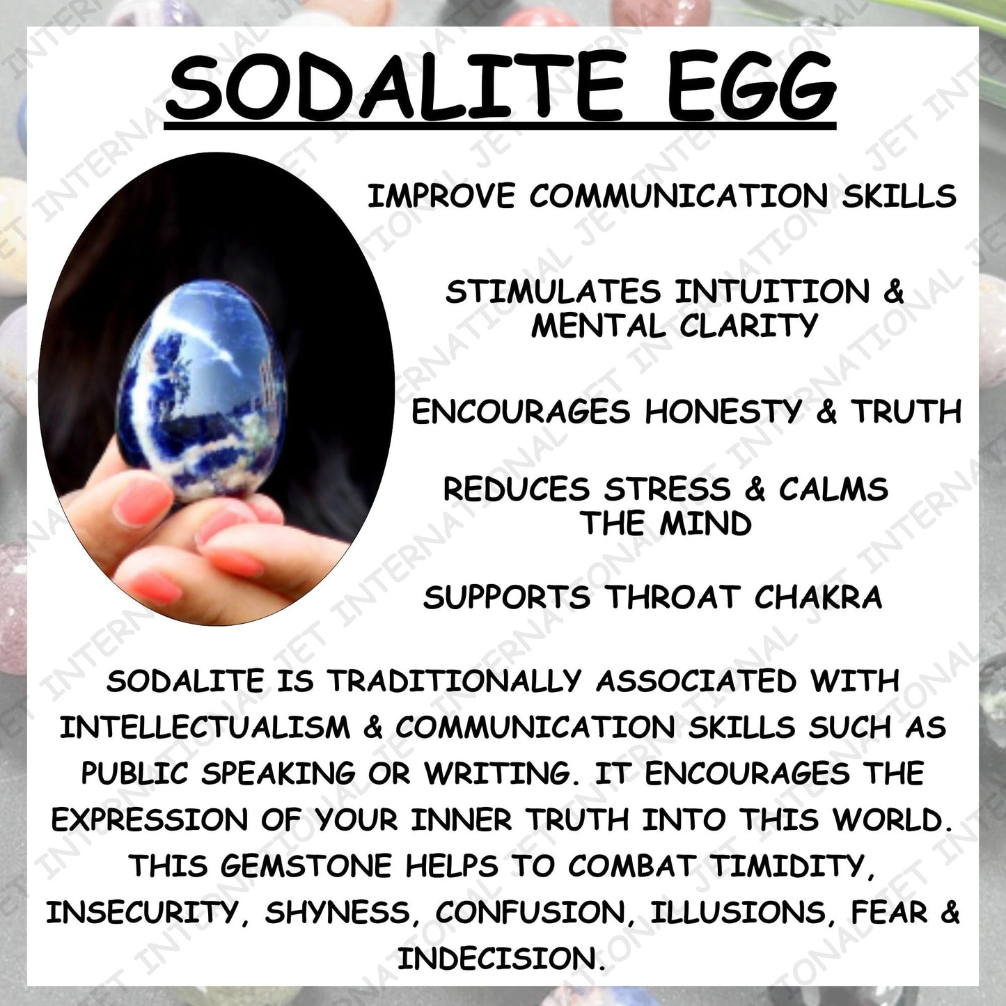 Jet Sodalite Gemstone Egg 2 Inch – Natural Crystal Decorative Stone for Home Décor, Meditation & Collection