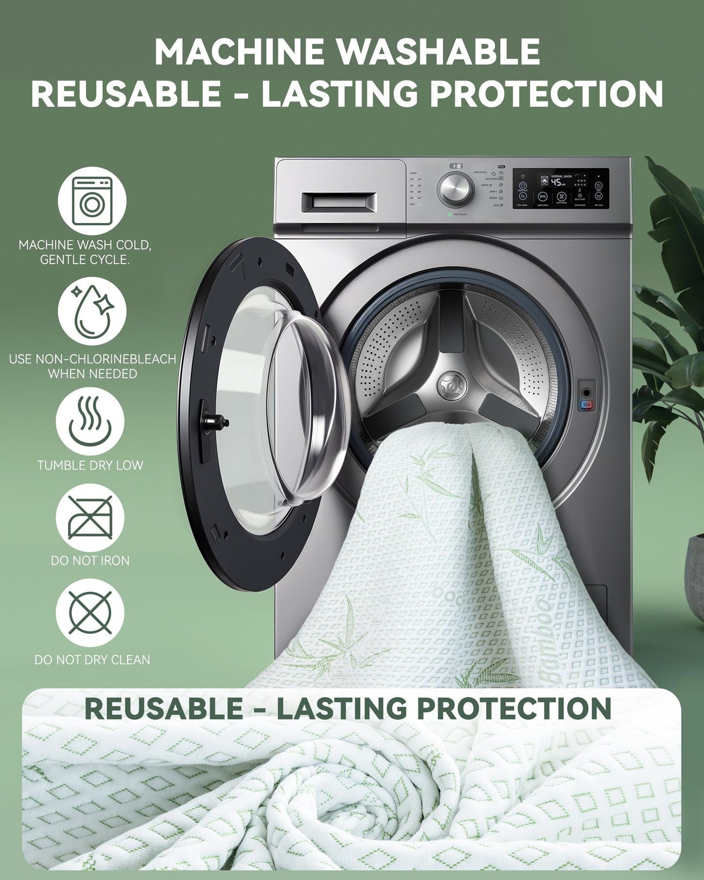 Welfibr Mattress Protector Waterproof 15% Viscose from Bamboo Cooling Cover for Hot Sleepers 3D Air Fabric Breathable Noiseless Soft Bed Cover for 6-18" Deep Pocket Adults, Incontinence Twin