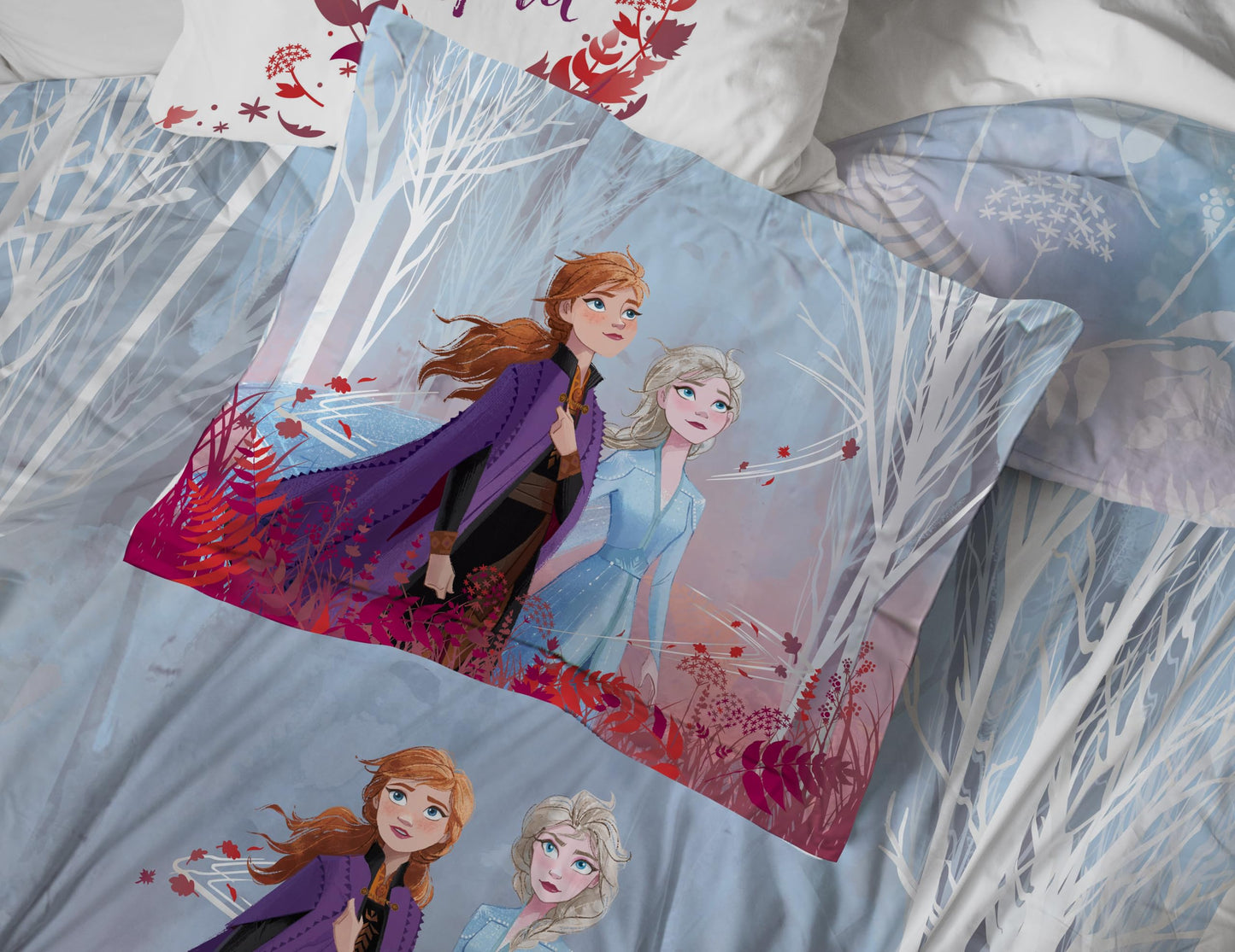 Disney Frozen 2 Forest Spirit 5 Piece Twin Bed Set - Includes Reversible Comforter & Sheet Set - Bedding Features Elsa & Anna - Super Soft Fade Resistant Microfiber - (Official Disney Product)