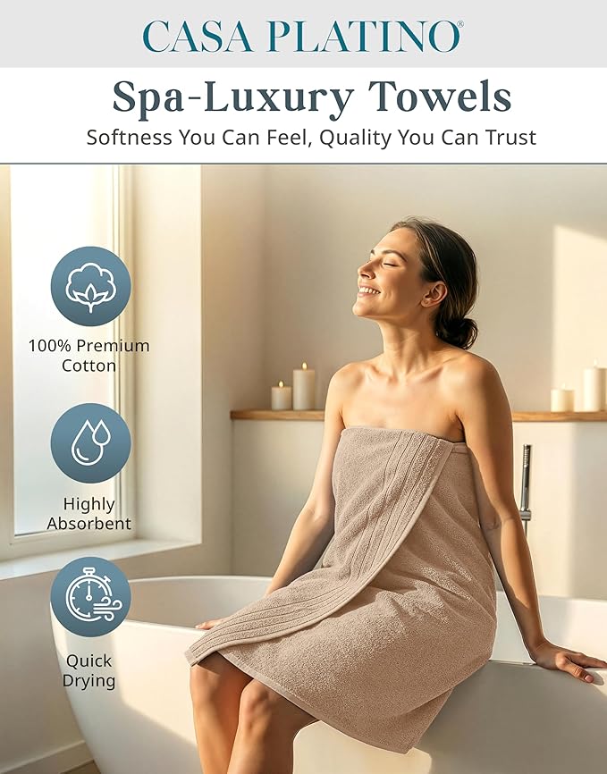 Casa Platino 100% Luxury Cotton Bathroom Towel Set 8 Pcs