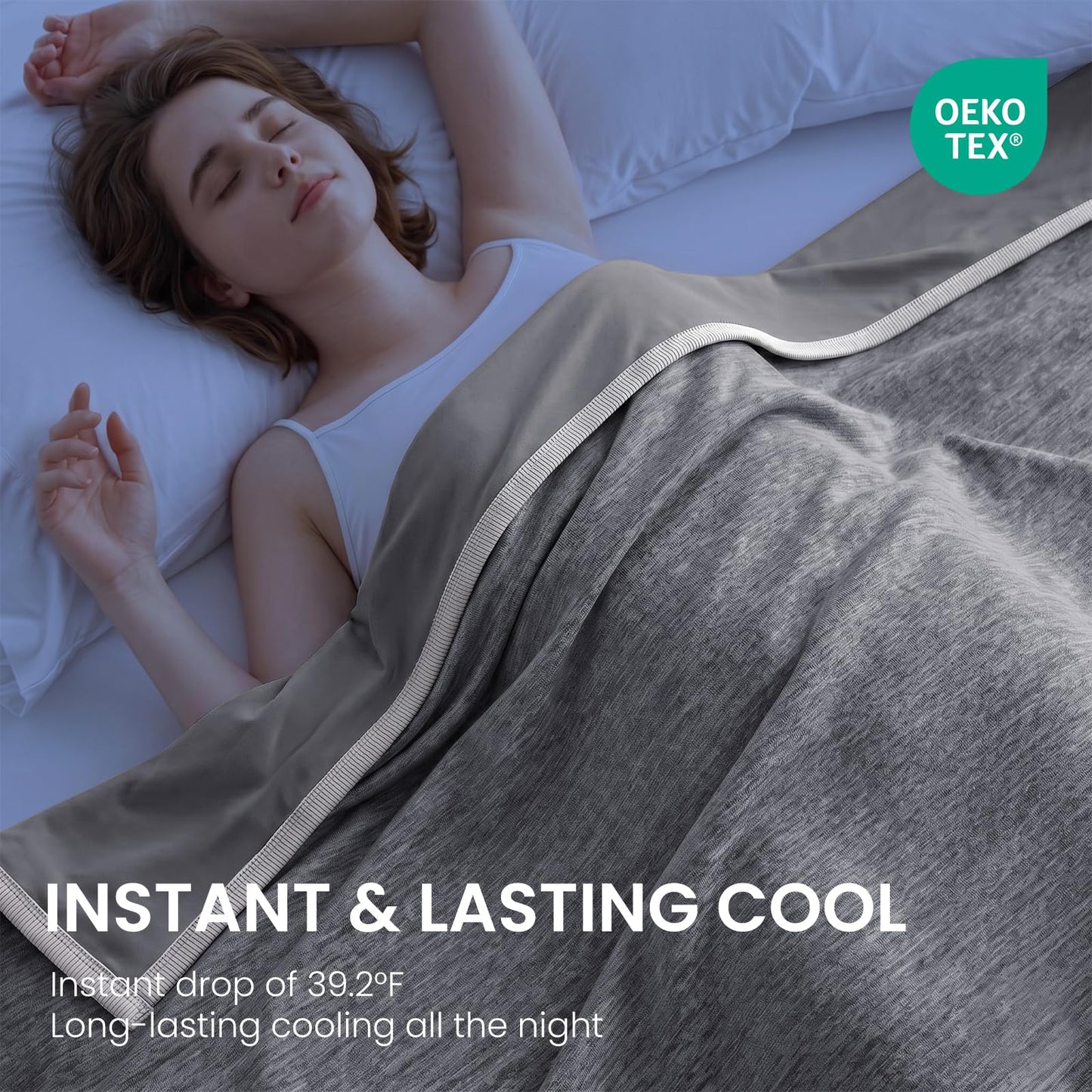 Topcee Cooling Blanket (90"x90"Queen Size) for Sweats Absorbs Heat to Keep Adults Cool on Warm Nights, Q-Max 0.5 for Hot Sleepers, Ultra-Cool Lightweight Blanket for Bed