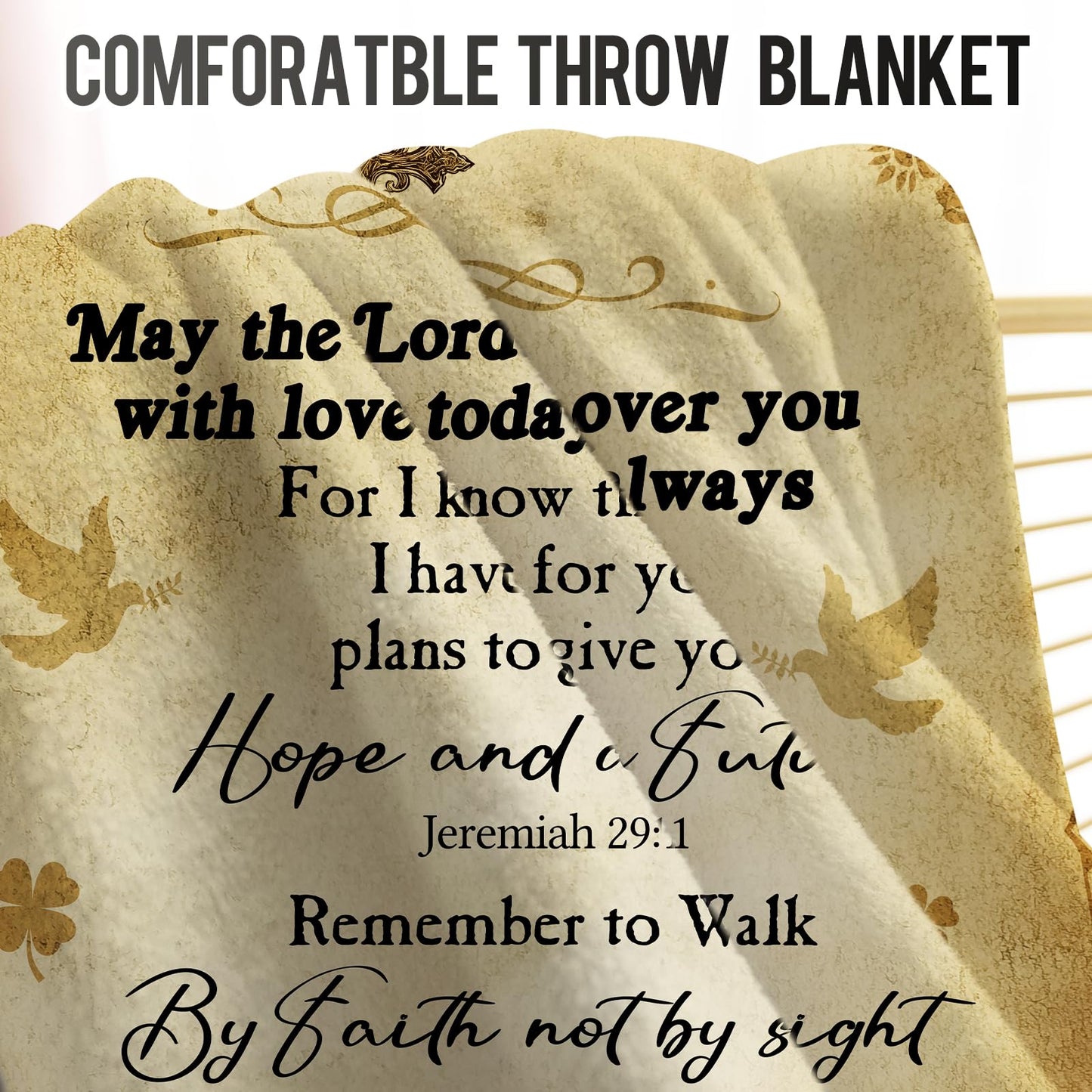 Levens Christian Blanket Gifts for Women 50"x60", Catholic Blessed Bible Quote Verse Prayer Blanket Inspirational Spiritual Scriptures Religious Gifts for Men Women, Christmas Birthday Gifts Idea