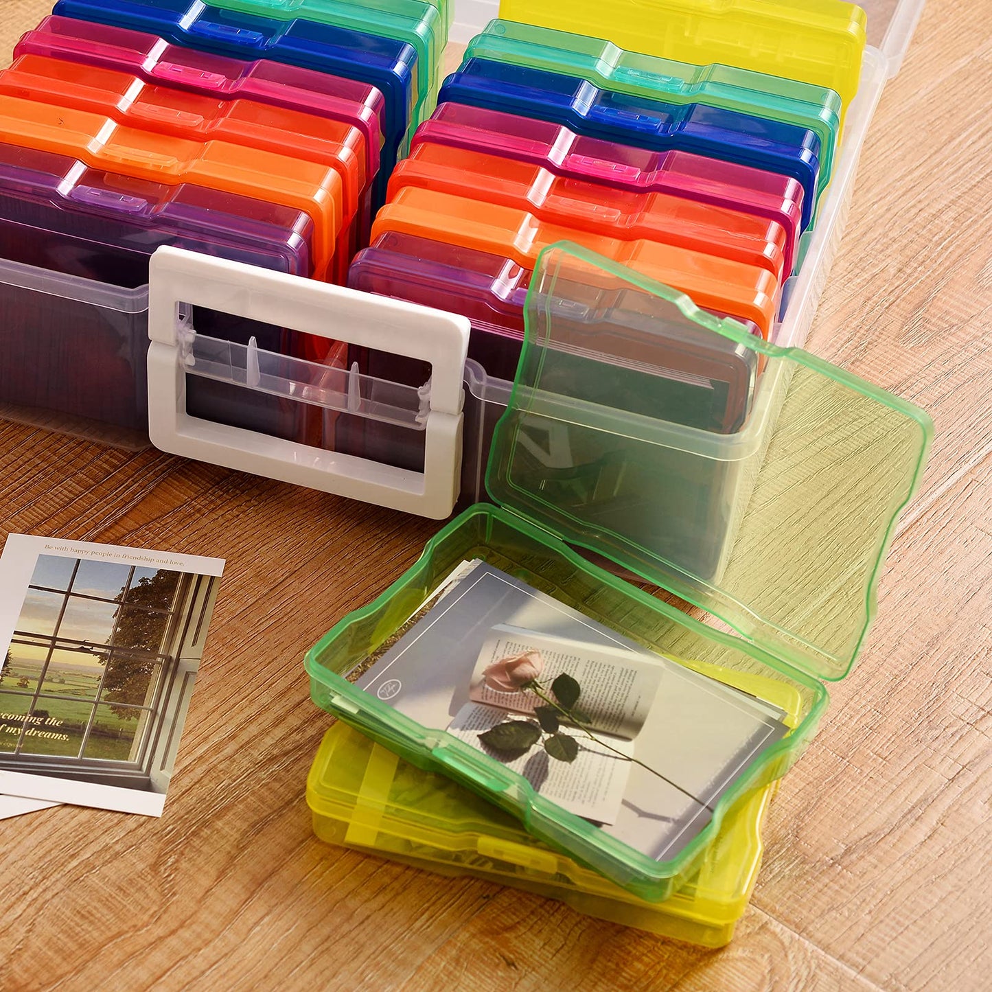 Zuvo - Photo Storage Box With 16 Coloured Cases And Removable Dividers For Multipurpose Organizing Photographs, Stamps, Stationery, Jewellery, Seed, Toys, Arts And Craft