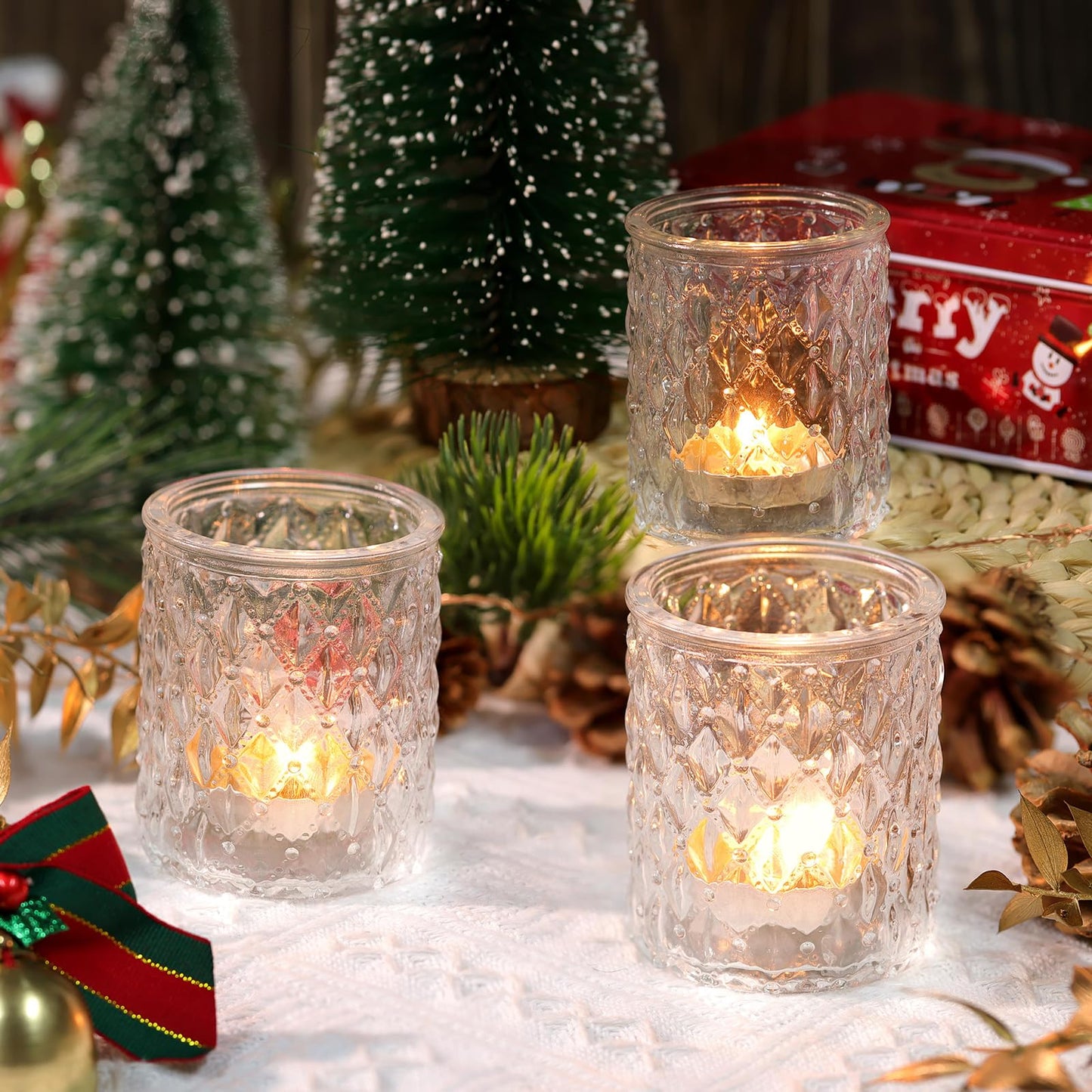 TripodBird 36 Pcs Clear Votive Candle Holders, Glass Candle Holders for Wedding Table Decorations, Tea Light Candle Holder, Candle Votives for Baby Shower Christmas Party Table Decor, Home Decor