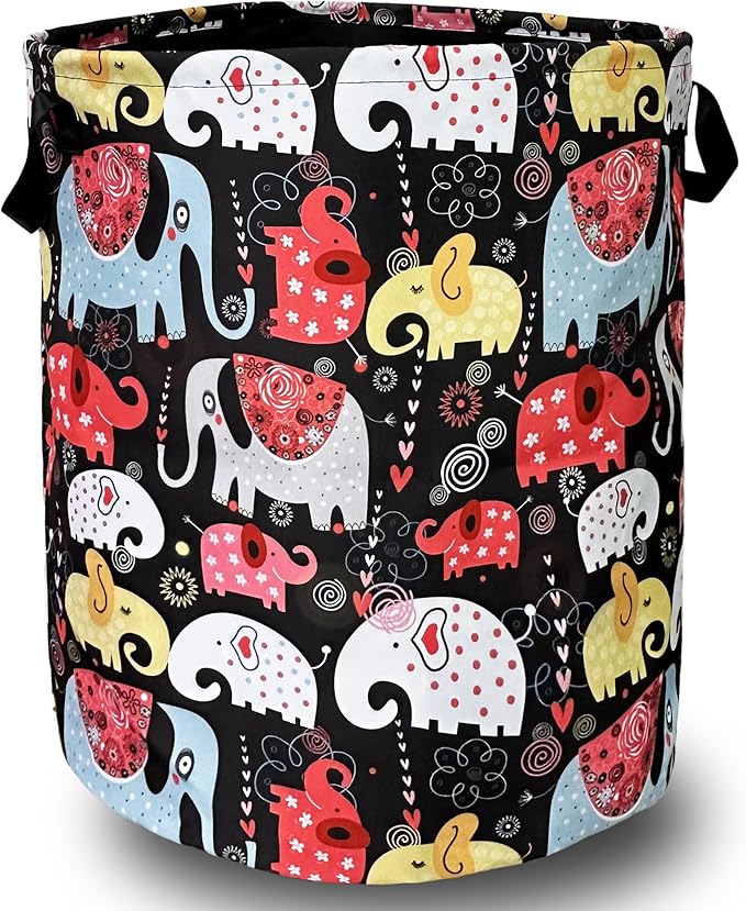 Colorful Elephant Laundry Basket Foldable