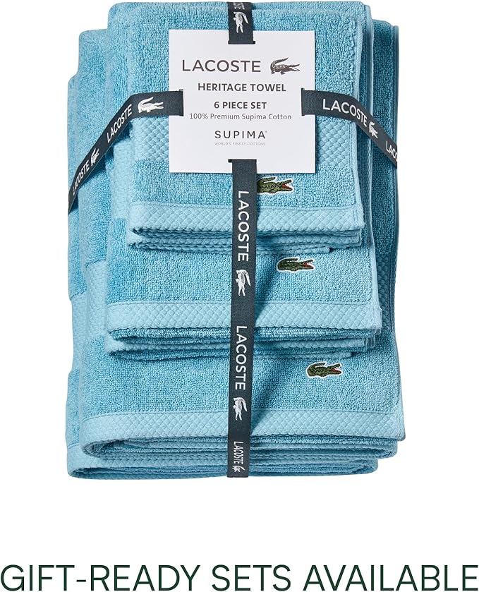Lacoste Heritage 100% Supima Cotton Wash Cloth, Premium Super Soft Bath Towel