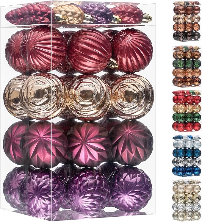 JORNOY Blue and Silver Christmas Tree Ornaments - 2.36inch/60mm Shatterproof Ornaments for Christmas Tree Set Plastic Decorative Hanging Balls Ornaments for Xmas Tree Decorations, 40ct (Jewel Tone)
