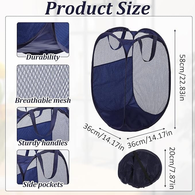 6Pcs Pop up Hampers for Laundry Foldable Mesh Laundry Hamper Baskets