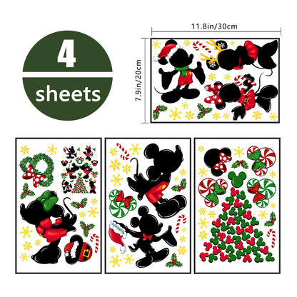 Yovkky Merry Christmas Window Clings, 2026 New Year Christmas Xmas Tree Green Red Stickers Decals Decor, Peppermint Candy Wreath Winter Snowflakes Holiday Party Home Kitchen Decorations