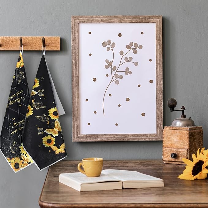 Bencailor 4 Pcs Sunflower Kitchen Towels Butterfly Flower Hand Dish Towels
