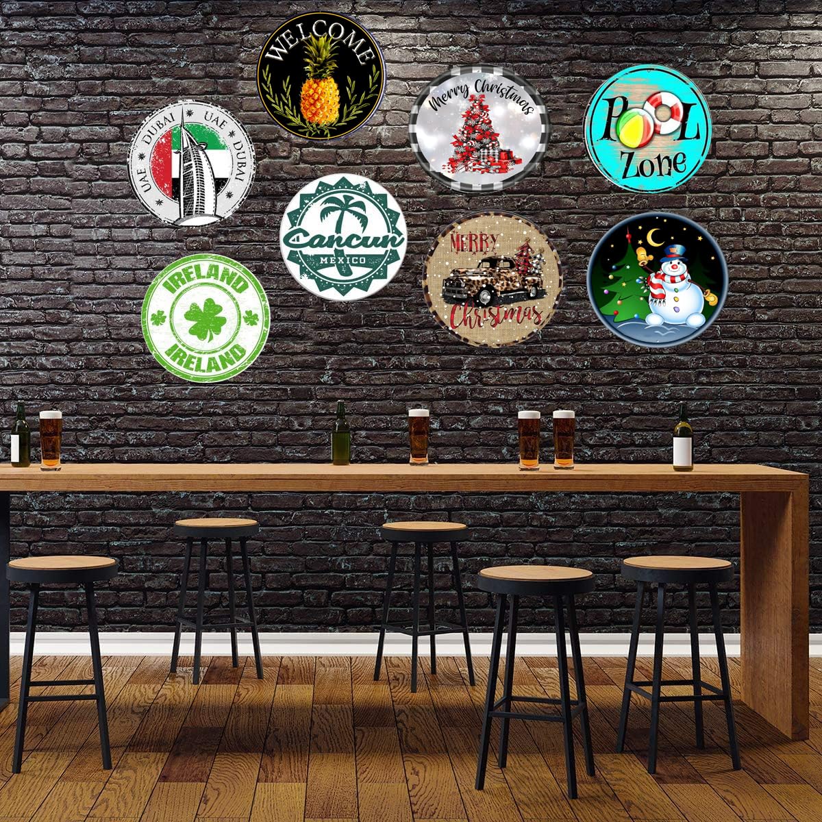 Round Wooden Signs/Here Comes The Bride Ya Viene La Novia Wedding Sign Kitchen Cafe Pub Decor, Wall Plaque Art, Rustic Wood Decor Gift Diameter 12''