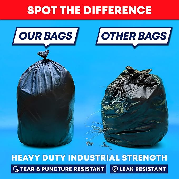 Tasker 95-96 Gallon Trash Bags Heavy Duty 95-100 Gallon Trash Bags│Black Heavy
