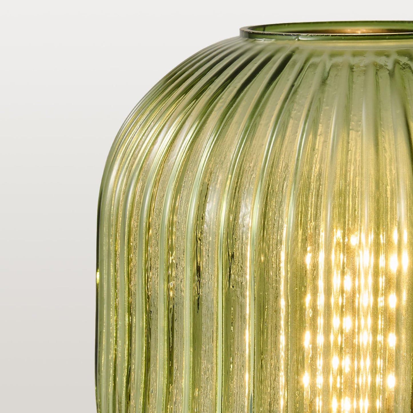 Mid Century Modern Table Lamp: Vintage Green Ribbed Glass Globe Dimmable Plug in Small Bedside Lamps - Cute Brass Gold Side Table Lamp Nightstand Light for Bedroom Entryway Office Desk Living Room