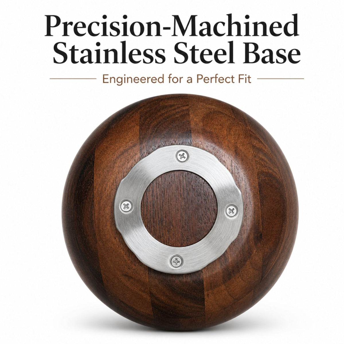ADVANCEDSIL Premium Solid Walnut Wood Mixing Bowl Compatible with 4.5 & 5 QT Tilt-Head Models Natural Wooden Bowl with Stainless Steel Locking Base