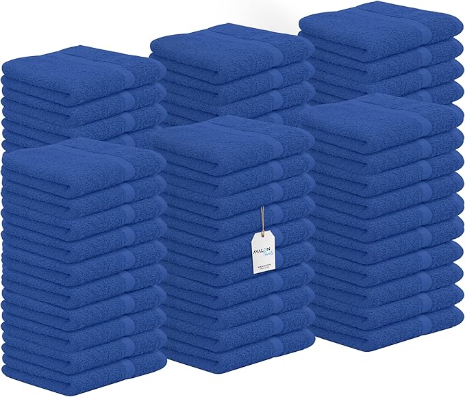 Avalon Towels Cotton Washcloths – Size 12x12 Inches, 100% Ring Spun Cotton