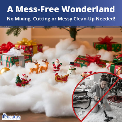 Eucatus 2 Pack Fake Snow Fluff Sheet – 30 sqft Fluffy Cotton-Like Christmas Snow for Mantle, Tabletop, Winter Village, Tree Base & Nativity Display Decoration