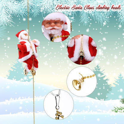 3 Pcs Electric Santa Claus Decoration - Rope Ladder Parachute Somersault Musical Santa Climbing Ladder Plush Doll Figurine Christmas Tree Hanging Ornaments Toys Xmas Gift
