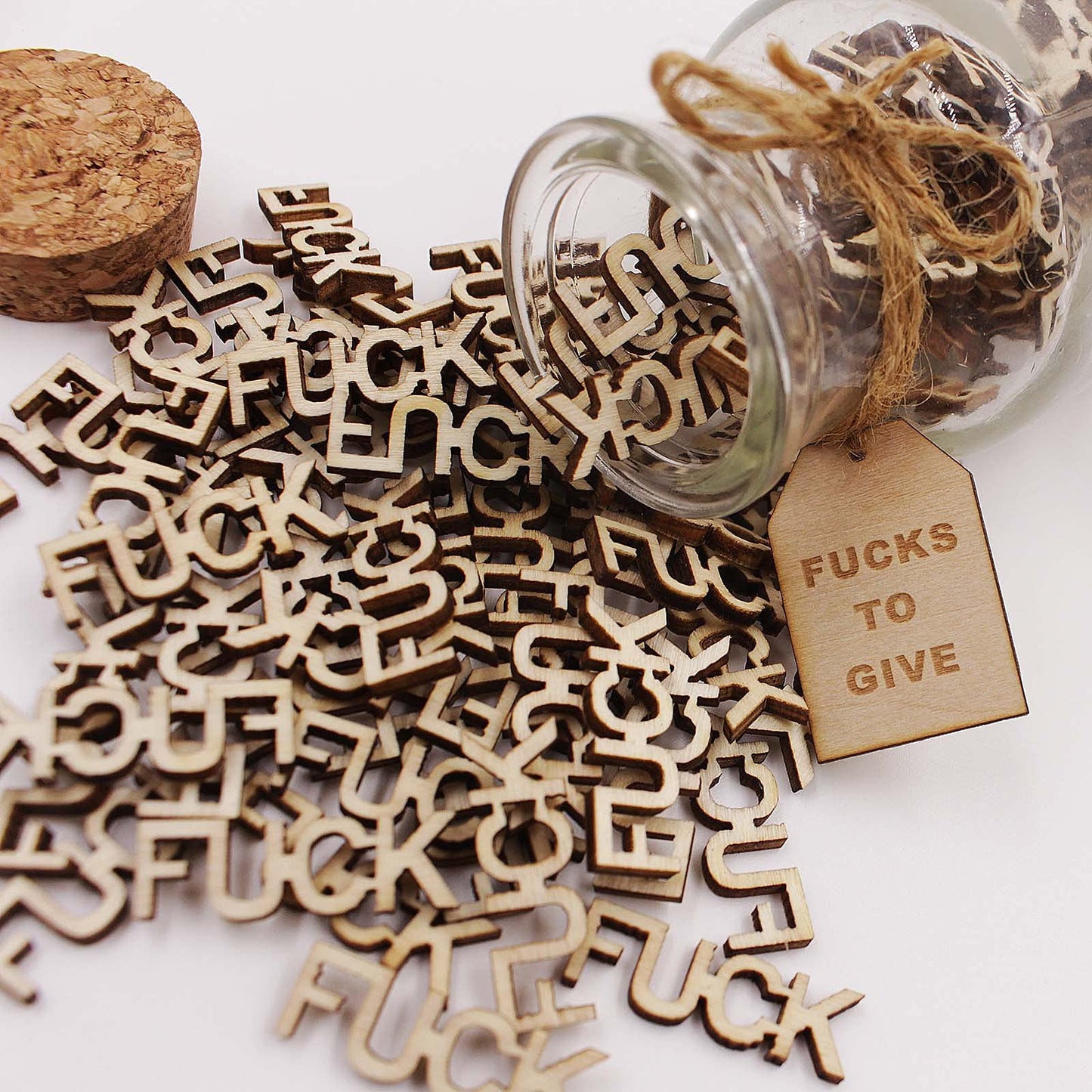 fuc k jar（5oz）Gift Jar,Fuc ks to Give,Fuc k Wooden Cutout Letter Piece Bad Mood Vent Spoof Birthday Day,Holiday, Thanksgiving Christmas Gifts to Friend,gag Funny Gift