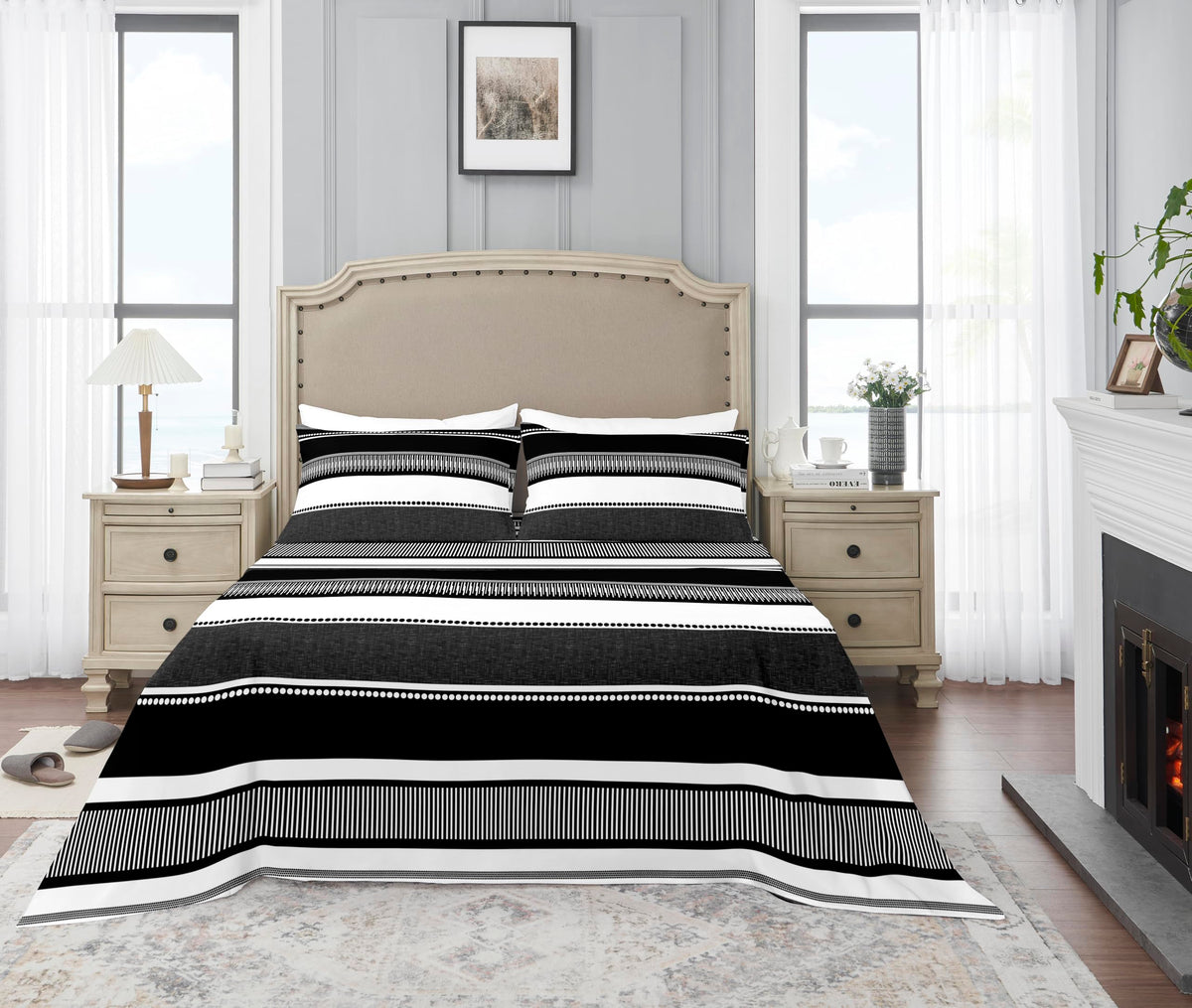 YIYEA King Size Sheets Set, Premium Double Brushed Microfiber Bed Sheet Set for All Season, Soft Breathable, 16" Deep Pocket, Shrinkage and Fade Resistant, 4PC, King