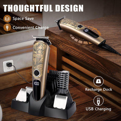 Ufree Gifts for Men, Beard Trimmer with Charging Stand, IPX7 Waterproof Electric Razor Shavers for Men, Clippers for Hair Cutting, Mens Grooming Kit for Mustache Nose Facial Body
