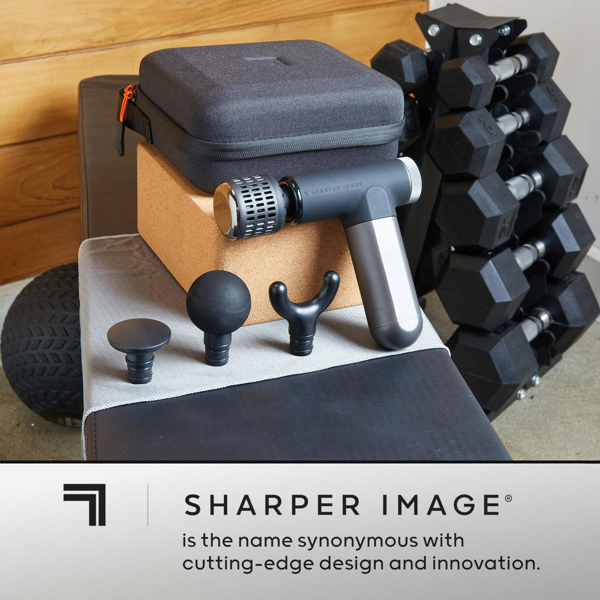 Sharper Image® Powerboost® Pro+ Hot & Cold Compact Deep Tissue Massage Gun - 6 Speed, 4 Attachments, Travel Case| Heat & Cold Therapy| Lightweight Shoulder & Back Massager| Fathers Day Gift for Dad