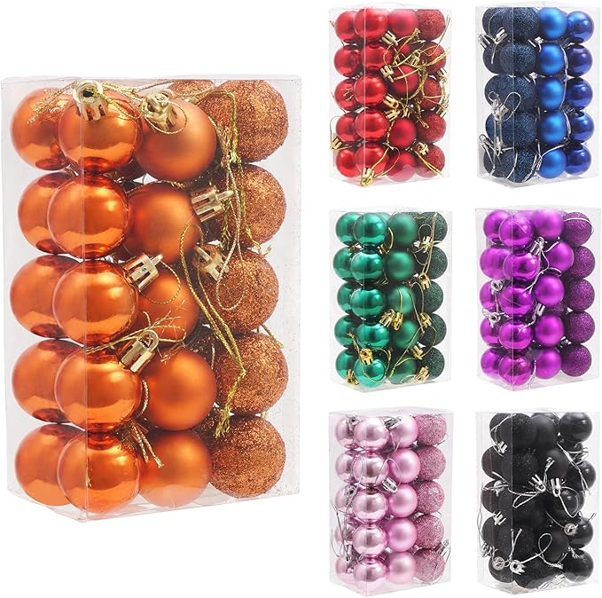 30ct Christmas Ball Ornaments, 2.36" Shatterproof Christmas Tree Decorations, Perfect Hanging Ball for Indoor/Outdoor Holiday Party Decor(Orange)