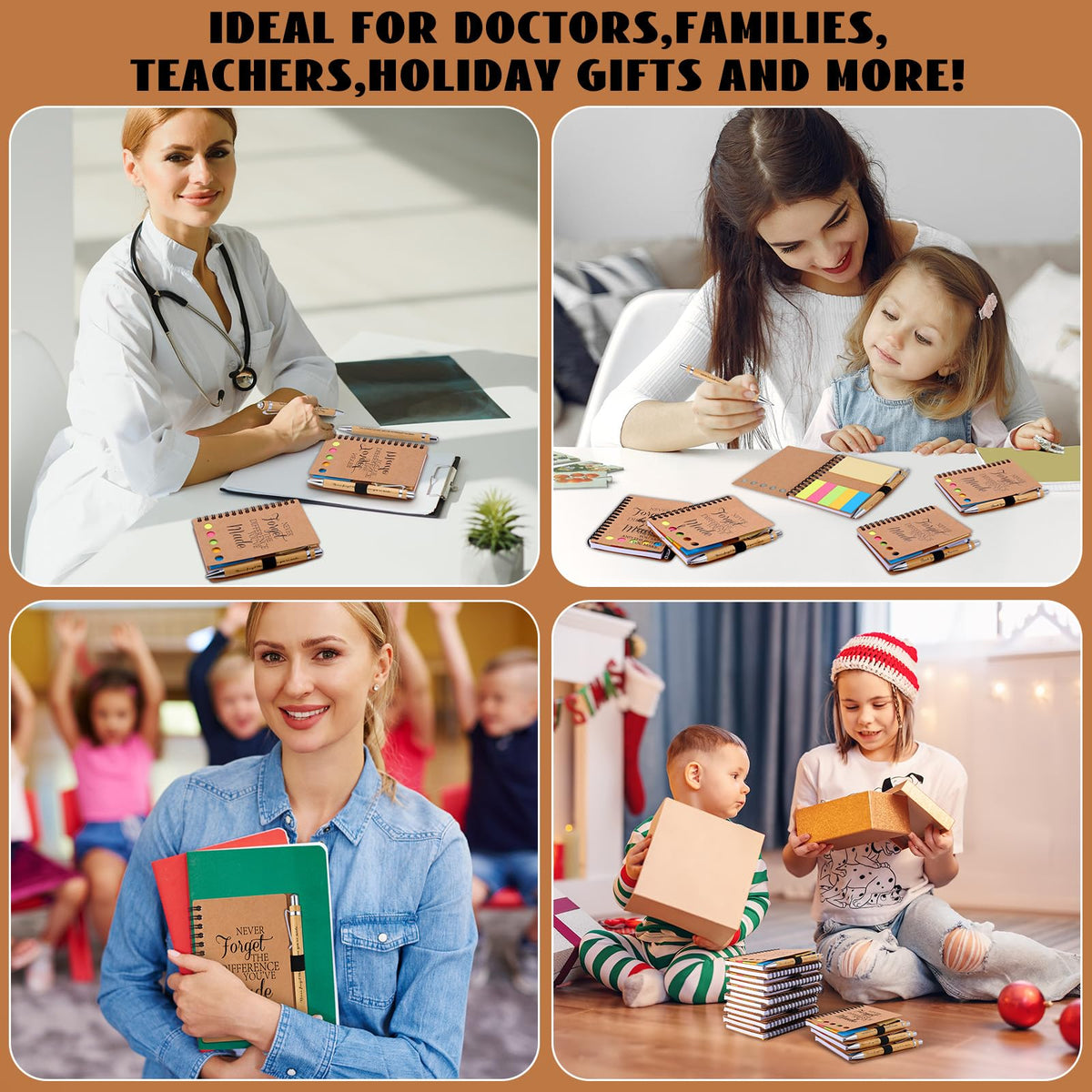 Czlotyh 20 Sets Employee Appreciation Gifts Encouragement Inspirational Spiral Notebooks with Sticky Notes Notepads Thank You Bamboo Ballpoint Pens for Nurse Coworker Teacher (NEVER FORGET)