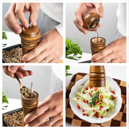 JF JAMES.F Salt and Pepper Mill Sets, 8 inch Wooden Salt and Pepper Grinders with Ceramic Core Wood Salt and Pepper Shakers Set of 2