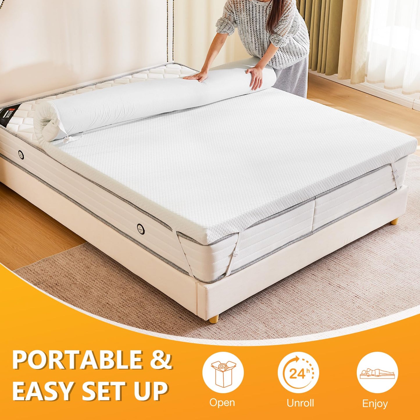 NEWBULIG 2 Inch Memory Foam Mattress Topper, a Supportive Memory Foam Pad with a Removable & Washable Cover, and a Non-Slip Ventilated Design for Full Beds