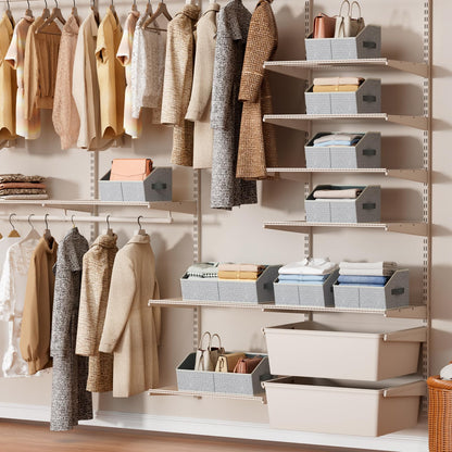 Homsorout Closet Organizers Bins 6 Packs - Large Closet Shelf Organizer with Handles, Fabric Trapezoid Storage Bins, Collapsible Storage Cubes for Clothes, Towels, Light Gray