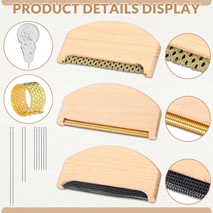 LemonRoad 3 Pcs Wooden Lint Comb Cashmere Comb 3 Styles Manual Fabric Shaver