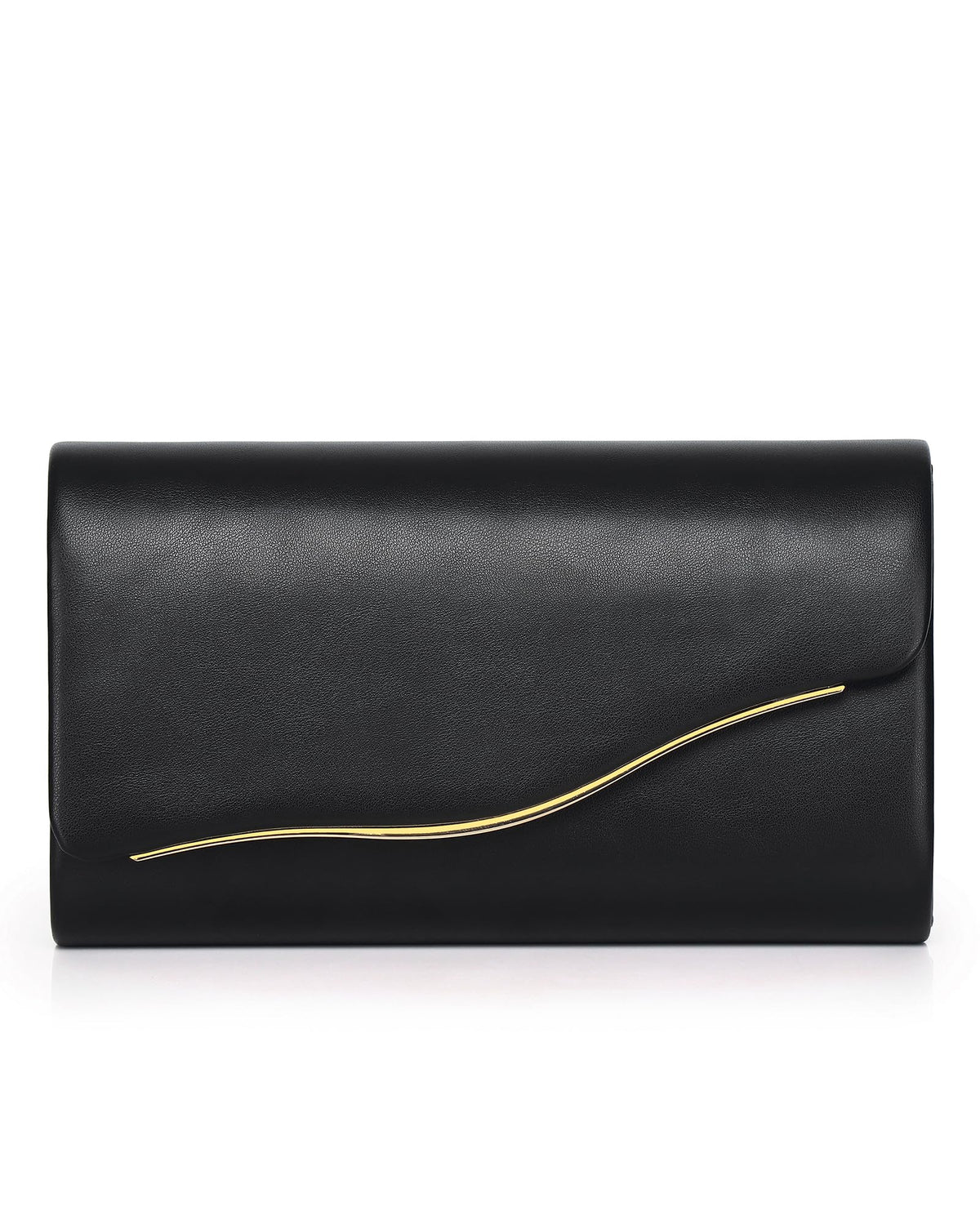 Labair Women Evening Bag Vegan Leather Envelope Clutch Purses Handbags for Wedding Party Formal. (Black)