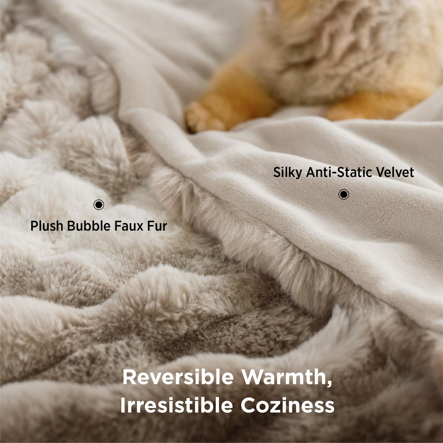 Bedsure Soft Fluffy Faux Fur Throw Blanket for Couch Sofa Chair, Fuzzy Fleece Bubble Blanket Cozy Gifts for Women Men Teen Girls, Taupe Brown Cloud Throw Minky Bed Cover Thick Warm Plush Bedding