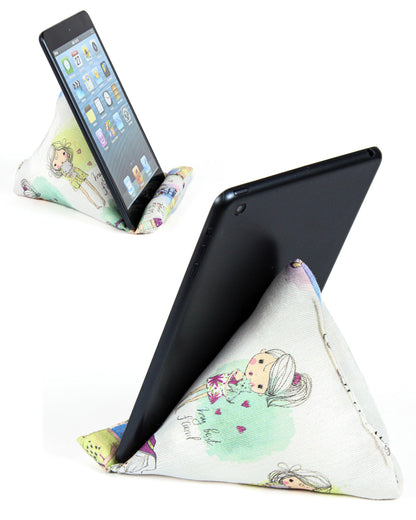 STEPHAN AND THEODORE Handmade Phone Pillow Holder - The Wedge Mobile Device Stand - Fabric Phone Stand for All iPhones, All Smartphones! 7 x 6.1 x 5.5 Inches (Dolls)