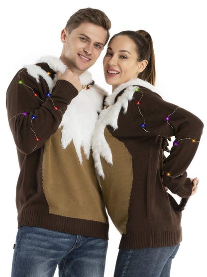 Unisex Men's Ugly Christmas Sweater LED Light Funny Novelty Knit Pullover (Large)