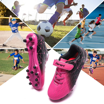 Boys Football Boots Shoes Kids Girls FG/AG Soccer Athletics Training Sport Running Shoes Profession Competition Teenager Indoor Outdoor Cleats Sneakers for Unisex Pink EU32 Convert 13UK Child