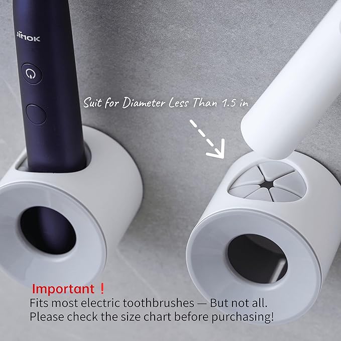 Electric Toothbrush Holder for Bathroom, Wall Mounted for Shower Space-Saving