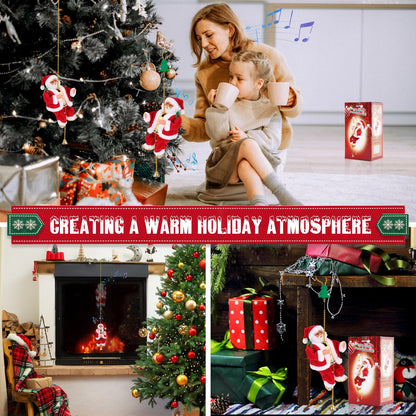 Gfilay 2025 Upgraded Climbing Santa Claus on Rope, Animated Electric Musical Christmas Ornament with 3 Modes, Secure Tree Hook & Reinforced White PVC Case, Heartwarming Holiday Decoration Gift