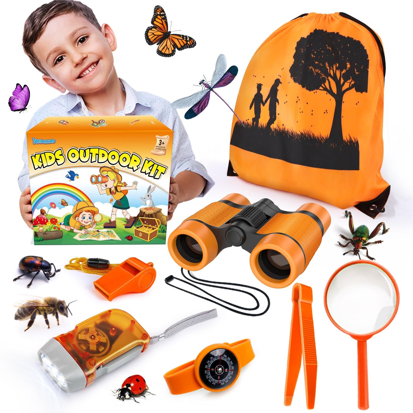 YOPINSAND Kids Explorer Kit & Bug Catcher Kit, Camping Gear for Kids, Outdoor Exploration Set with Backpack & Binoculars, Ideal Outdoor Adventure Toys for Boys Girls 3-12