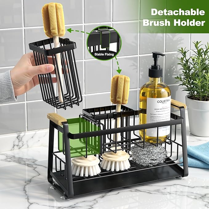 Housolution Sponge Holder for Kitchen Sink, 2-Tier Sink Caddy Organizer