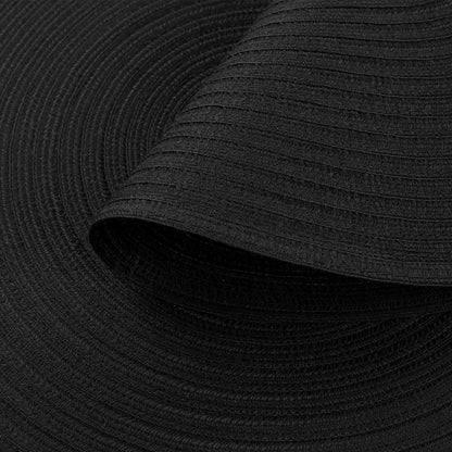 SHACOS Round Braided Placemats Set of 4 Heavy Cotton Polyester Washable Round Table Mats for Dining Tables 15 inch Non Slip Heat Resistant (Black, 4)