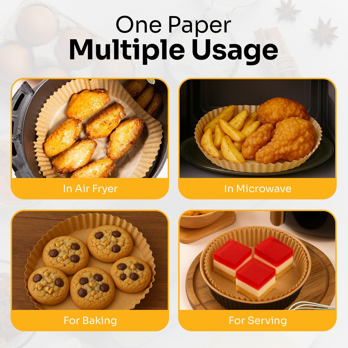 Air Fryer Liners Disposable – 125 pk 8" Unbleached Non-Stick Parchment Paper, Fits 5-8 QT Basket, Air Fryer Liners | Airfryer Liners