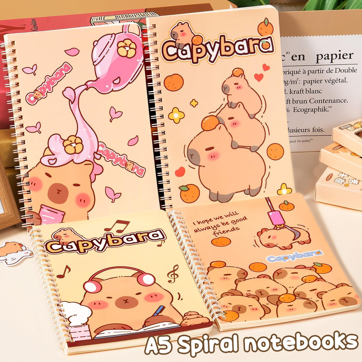 Kid School Supplies for Girl Age 5 6 7 8-12 13 14 Year Old, 36PCS Kawaii Tween Teen Girl Birthday Easter Gift Cute Capybara Stationery Set w/Pencil Case Gel Pen Pencil Sticker Notebook Sticky Note