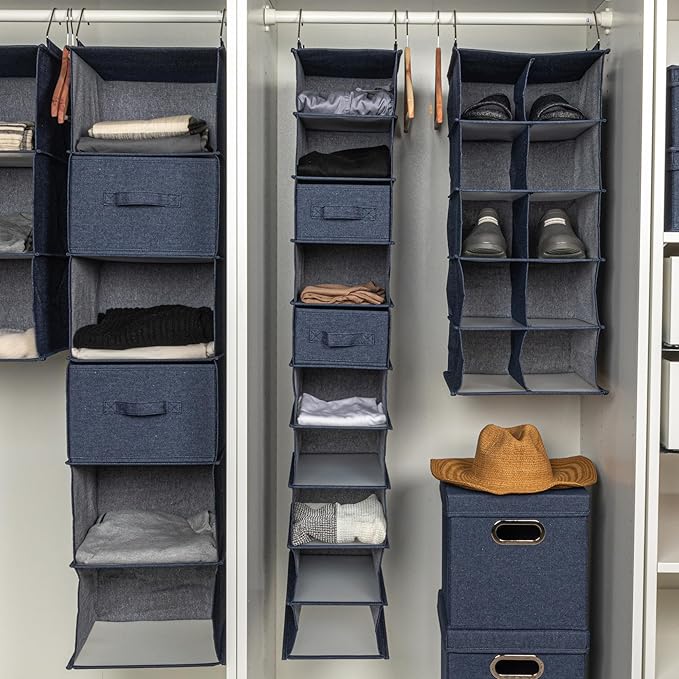 Household Essentials Hanging Narrow Cotton Blend and Plastic Closet Organizer